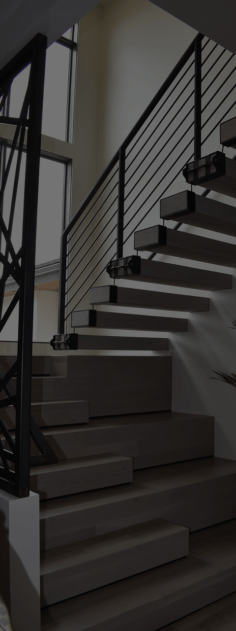 L'escalier en acier moderne à l'intérieur et à l'extérieur pour un design incroyable.