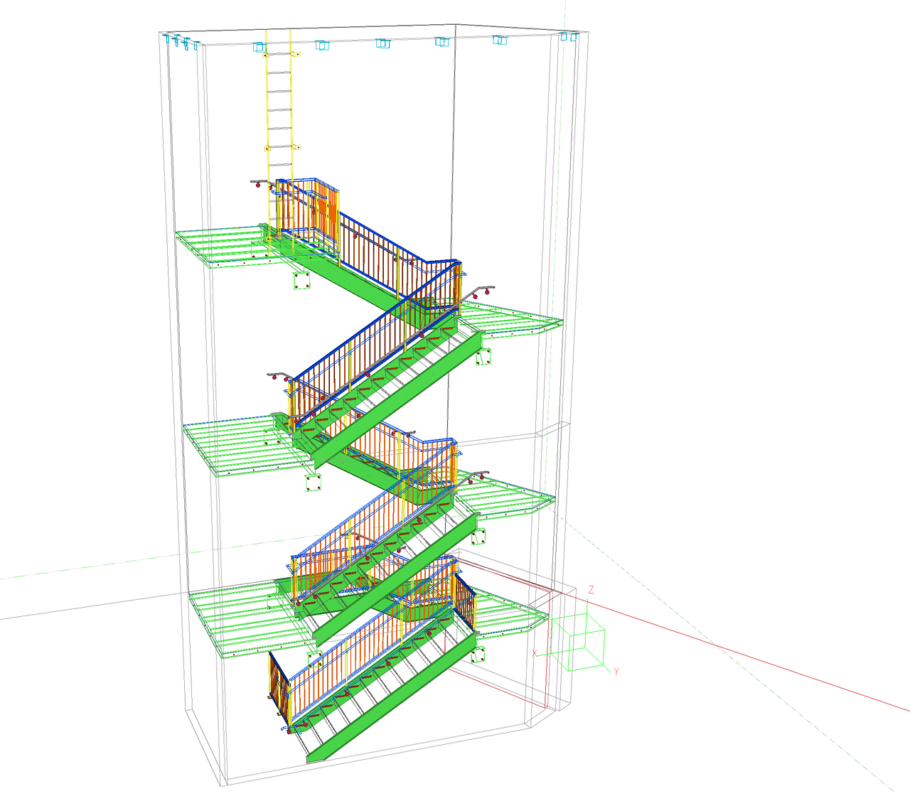 plan 3d escalier acier