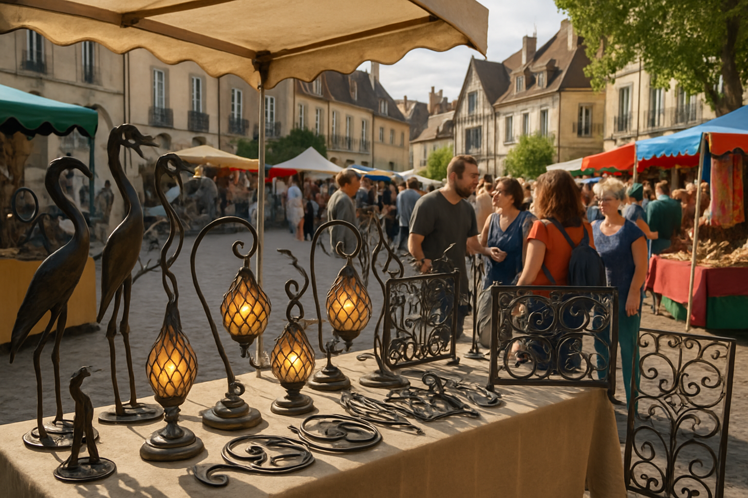 plongez dans l'univers créatif de l'exposition artisanale à la ferronnerie, un marché vibrant à dijon. rencontrez des artisans passionnés, explorez des œuvres uniques et profitez d'une expérience inoubliable, au cœur de la gastronomie et de l'art local.